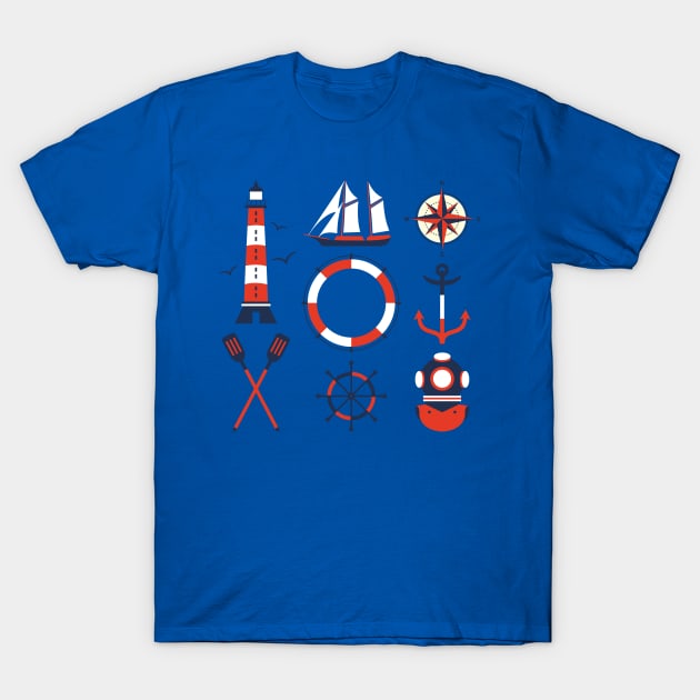 Nautical Icons T-Shirt by AlondraHanley